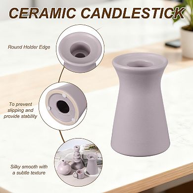 Ceramic Candle Holder, 3.8x3.8x5.8" Decorative Candle Display Holder Centerpiece Decoration, Purple