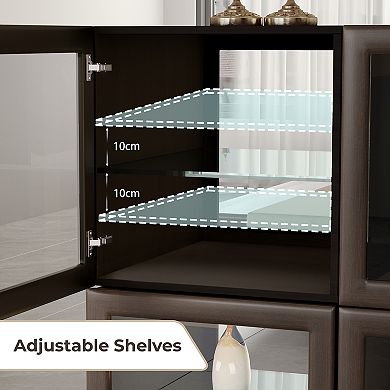 Dual-Sided Glass Curio Cabinet, Display Cabinet for Collectibles, Decor Case for Living Room, 6 Pack