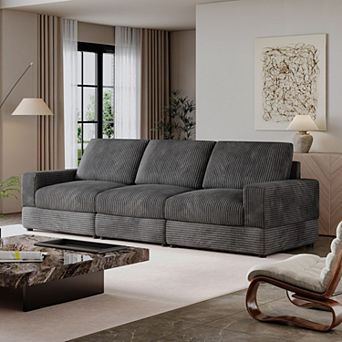 107.5''W Corduroy Oversized Couch, Upholstered 3-seater Modular Sofa, Modern lounge Sectional Could