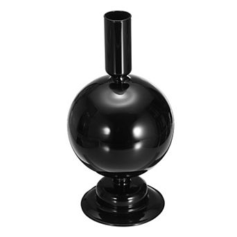 Black Glass Sphere Column Vase, Black Minimalist Home Decor Desktop Ornaments for Living Room