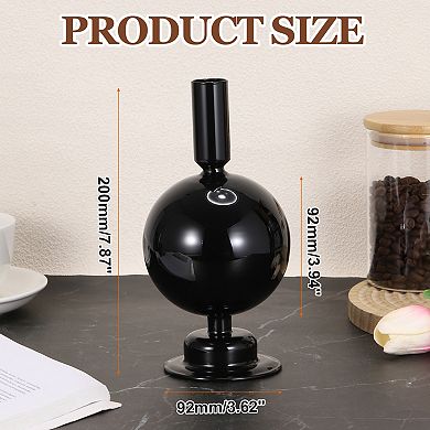 Black Glass Sphere Column Vase, Black Minimalist Home Decor Desktop Ornaments for Living Room