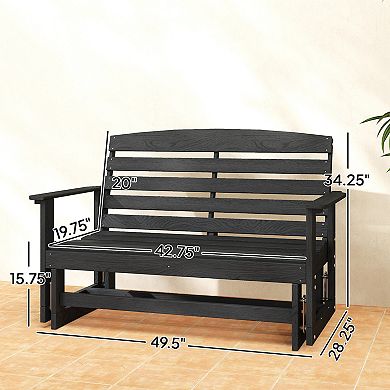 Outsunny Patio Glider Bench, HDPE Outdoor Glider Loveseat,