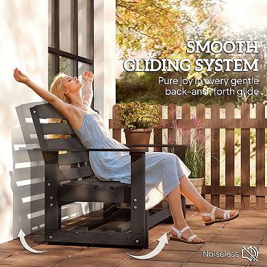 Outsunny Patio Glider Bench, HDPE Outdoor Glider Loveseat,