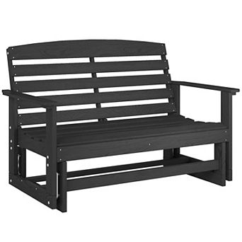 Outsunny Patio Glider Bench, HDPE Outdoor Glider Loveseat,