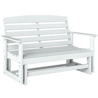 Outsunny Patio Glider Bench, HDPE Outdoor Glider Loveseat,