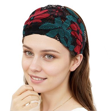 Eight-Leaf Flower Lace Wide Headband for Women 1 Pc