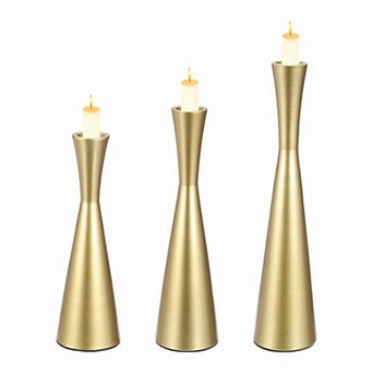 3 pc Metal Candle Holder, Iron Decorative Slim Waist Candle Holder for Tealight Wedding Dining