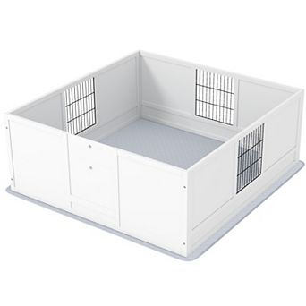 PawHut Whelping Box for Dogs w/ Pee Pad for Large Dogs, 49inch x 47" x 19"