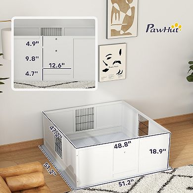 PawHut Whelping Box for Dogs w/ Pee Pad for Large Dogs, 49inch x 47inch x 19inch