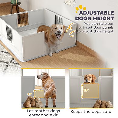 PawHut Whelping Box for Dogs w/ Pee Pad for Large Dogs, 49inch x 47inch x 19inch