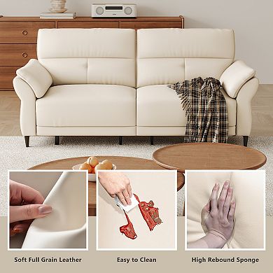 White Leather Electric Power Reclining Sofa Adjustable Sectional Couch, Modular Loveseat Sofa Bed