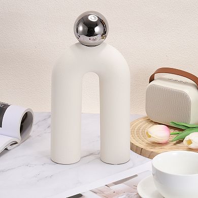 Art Ceramic Statues, U-Shape Sculpture Modern Romantic Centerpiece Ornament for Home Decor, White