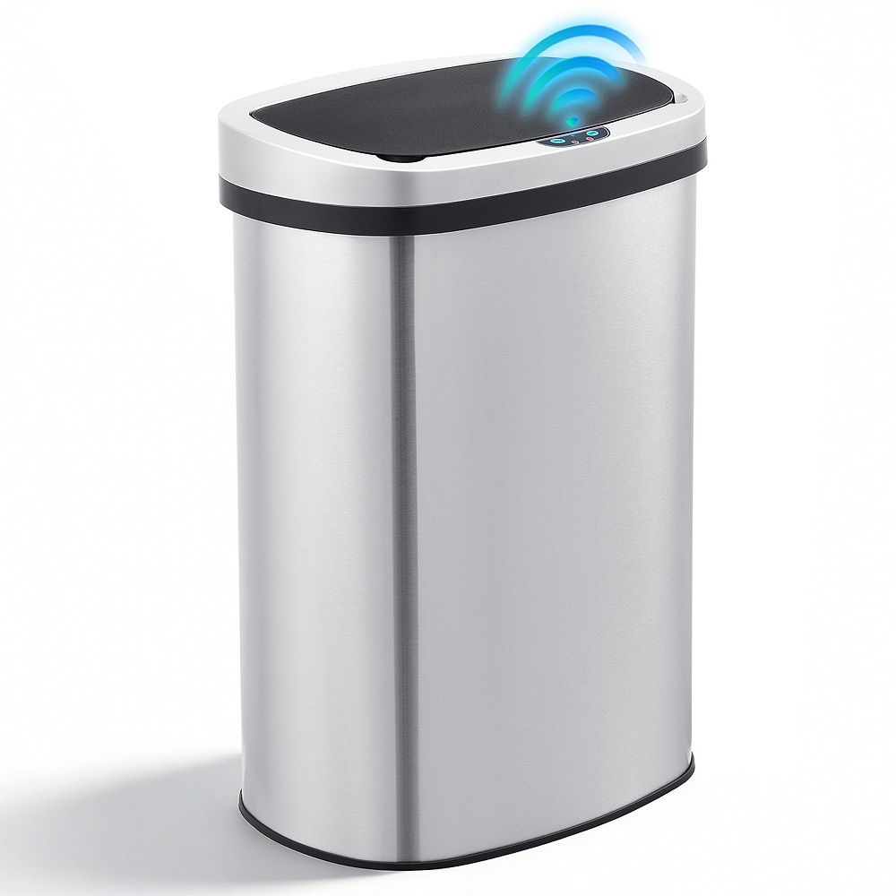 13 Gal./50 Liter Stainless Steel Oval Motion Sensor Trash Can for Kitchen