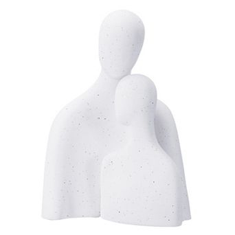 Art Ceramic Statues, Couple Sculpture Modern Romantic Centerpiece Ornament, White with Black Ink