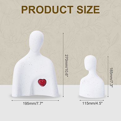 Art Ceramic Statues, Couple Sculpture Modern Romantic Centerpiece Ornament, White with Black Ink