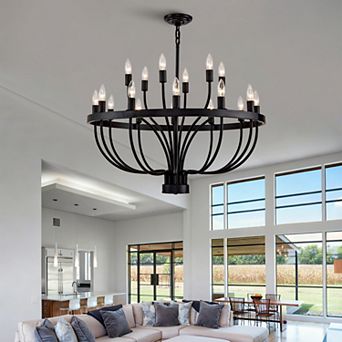 Industrial Black Chandelier Rustic Vintage 18Lights Candle Style Dining Kitchen Island