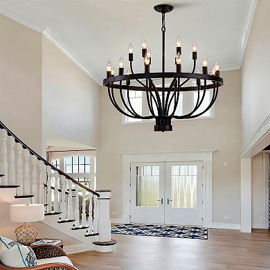 Industrial Black Chandelier Rustic Vintage 18Lights Candle Style Dining Kitchen Island