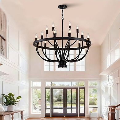 Industrial Black Chandelier Rustic Vintage 18Lights Candle Style Dining Kitchen Island