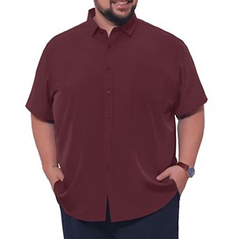Men's Big & Tall Business Shirts with Chest Pocket Short Sleeve Dress Shirt