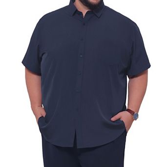 Men's Big & Tall Business Shirts with Chest Pocket Short Sleeve Dress Shirt