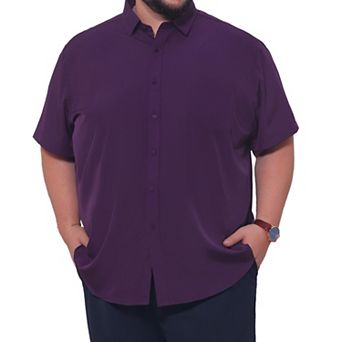 Men's Big & Tall Business Shirts with Chest Pocket Short Sleeve Dress Shirt