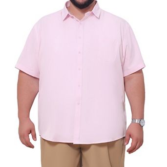 Men's Big & Tall Business Shirts with Chest Pocket Short Sleeve Dress Shirt