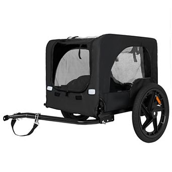 Collapsible Pet Bike Trailer with 16 Inch All-Terrain Wheels and Universal Hitch Dog Carrier Cart