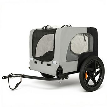 Collapsible Pet Bike Trailer with 16 Inch All-Terrain Wheels and Universal Hitch Dog Carrier Cart