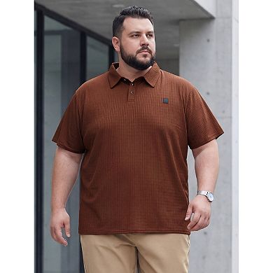 Men's Big & Tall Casual Texture Golf Shirts Short Sleeve Soft Knitted Polo Shirt
