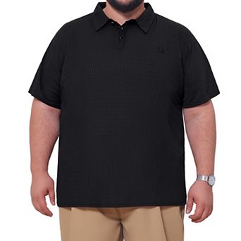 Men's Big & Tall Casual Texture Golf Shirts Short Sleeve Soft Knitted Polo Shirt