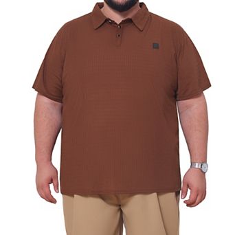Men's Big & Tall Casual Texture Golf Shirts Short Sleeve Soft Knitted Polo Shirt