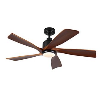 52 inch Modern Farmhouse Solid Wood Black Ceiling Fan with Light Quiet DC Motor
