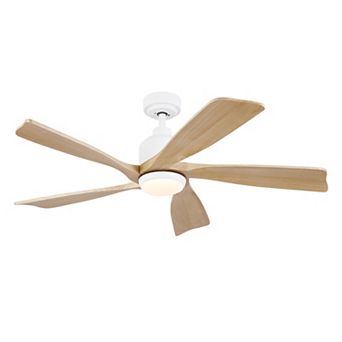 52 inch Modern Farmhouse Solid Wood Black Ceiling Fan with Light Quiet DC Motor