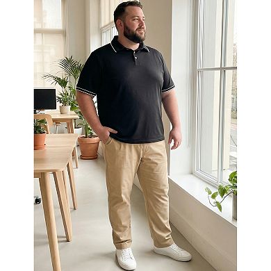 Men's Big & Tall Contrast Trim Polo Shirt Short Sleeve Work Office Golf Shirts