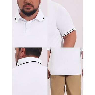 Men's Big & Tall Contrast Trim Polo Shirt Short Sleeve Work Office Golf Shirts