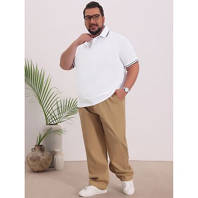 Men's Big & Tall Contrast Trim Polo Shirt Short Sleeve Work Office Golf Shirts