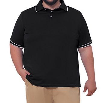 Men's Big & Tall Contrast Trim Polo Shirt Short Sleeve Work Office Golf Shirts