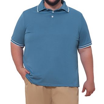 Men's Big & Tall Contrast Trim Polo Shirt Short Sleeve Work Office Golf Shirts