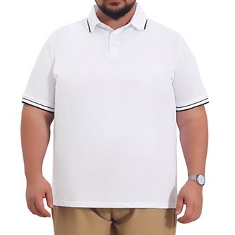 Men's Big & Tall Contrast Trim Polo Shirt Short Sleeve Work Office Golf Shirts