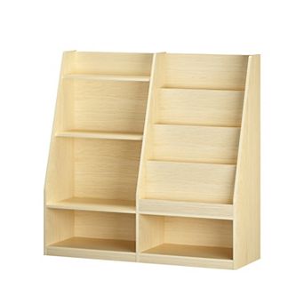 Kids Bookshelf and Toy Storage Organizer, Multifunctional 4 tier Wooden Kids Book Shelf