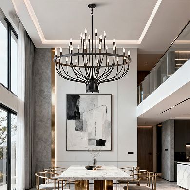 Industrial Black Chandelier Rustic Vintage 33Lights Candle Style Dining Room