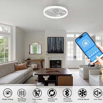 19INCH White Feather Bedroom Fan Light Remote Control Dimmable 7 Blades Reversible