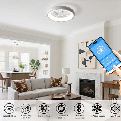 19INCH Matte White Bedroom Fan Light Remote Control Dimmable