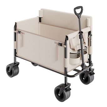 Foldable Wagon Cart Converts to Bench 550lb Load 220L Utility Wagon