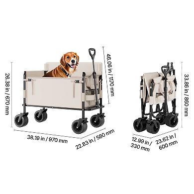 Foldable Wagon Cart Converts to Bench 550lb Load 220L Utility Wagon