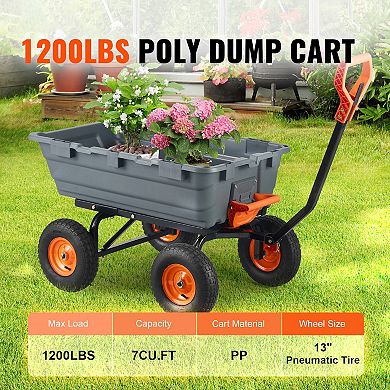 LOVMOR Garden Dump Cart Easy to Assemble Steel Frame 6 cuft 1200 lbs Capacity
