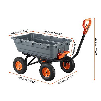 LOVMOR Garden Dump Cart Easy to Assemble Steel Frame 6 cuft 1200 lbs Capacity