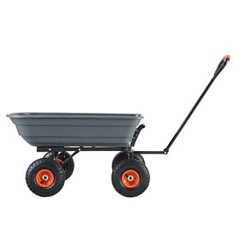Dump Cart Poly Garden Dump Cart Easy to Assemble Steel Frame 2 in Convertible Handle