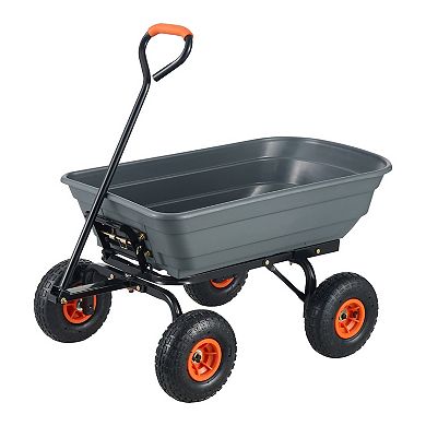 Dump Cart Poly Garden Dump Cart Easy to Assemble Steel Frame 2in1 Convertible Handle
