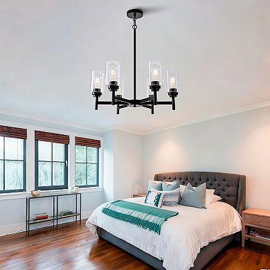 Farmhouse 6Light Glass Chandelier Modern Black Light Fixture Kitchen Dining Room